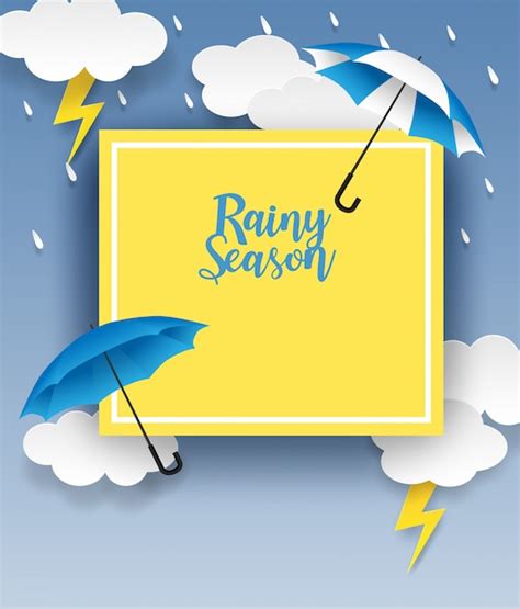 Premium Vector Rainy Season Design With Raining Drops Umbrella And