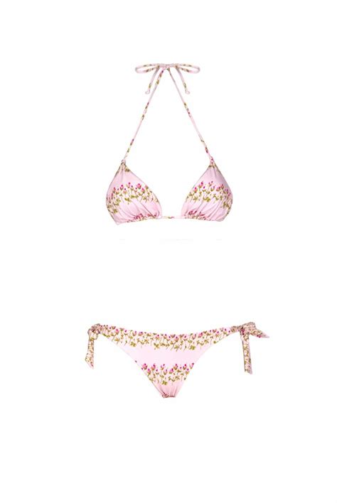 Luisa Beccaria Triangle And Slip Bikini Blooming Roses Double Face