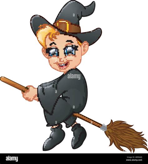 Little witch cartoon flying Stock Vector Image & Art - Alamy