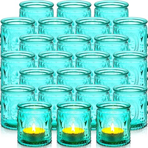 Amazon Rtteri 36 Pcs Votive Candle Holders Embossed Glass Vintage