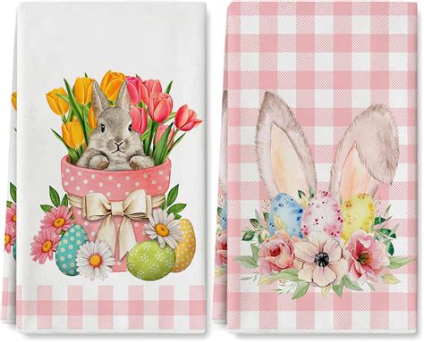 Amazon Anydesign Easter Kitchen Towel Easter Rabbit Bunny Egg