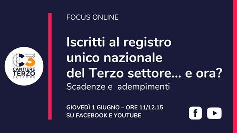 Iscritti Al Registro Unico Nazionale Del Terzo Settore E Ora YouTube