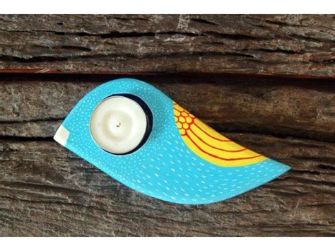 Chakli The Sparrow Handpainted And Handcrafted Wooden Tealight To