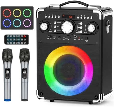 Amazon HWWR Máquina de karaoke con 2 micrófonos inalámbricos