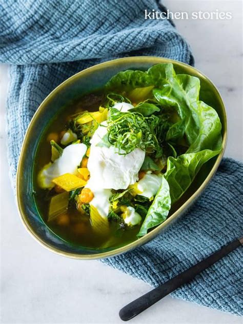 Swiss Chard And Chickpea Stew With Turmeric And Poached Eggs Poached Egg Recipe Poached Eggs