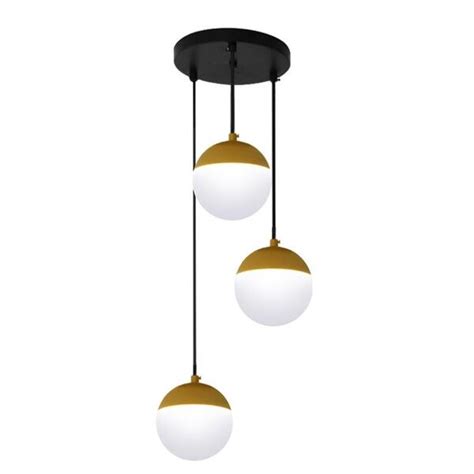 Plafon Think Meia Lua Na Cor Dourado Globos Branco Fosco Para