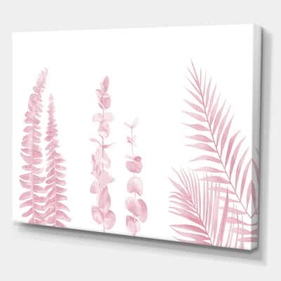 Designart Blush Pinkeucalyptus And Palm Branches Shabby Chic Canvas