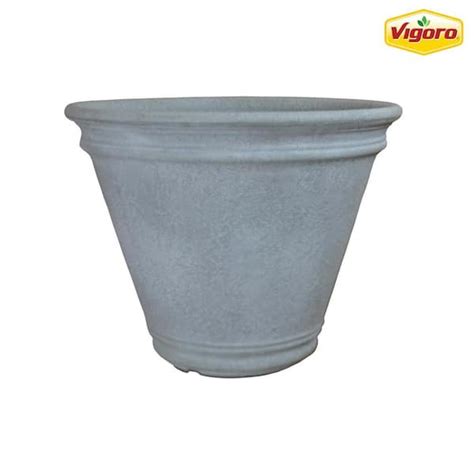 Vigoro 22 In Alameda Extra Large Gray Plastic Planter 22 In D X 17 5