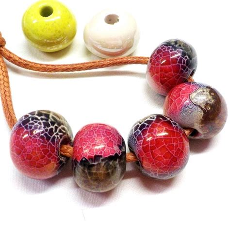 Round Ceramic Beads Handmade Enameled Ceramic Glazed Greek Etsy