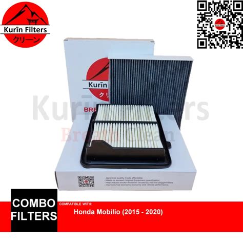 Genuine Kurin Combo Filters Air Charcoal Cabin For Honda Mobilio