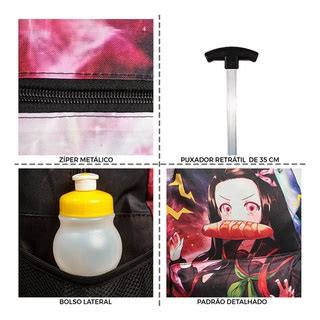 Kit Mochila Escolar Demon Slayer Nezuko Rodinha Kit Lancheira