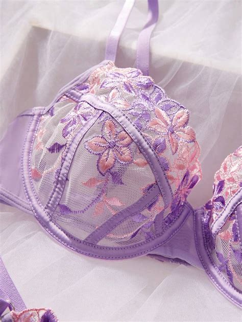 Pe As Conjunto De Lingerie Sexy Roxa Feminina Shein Brasil