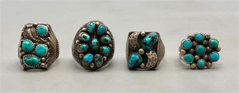 4 Nice Vintage Turquoise Rings Auction