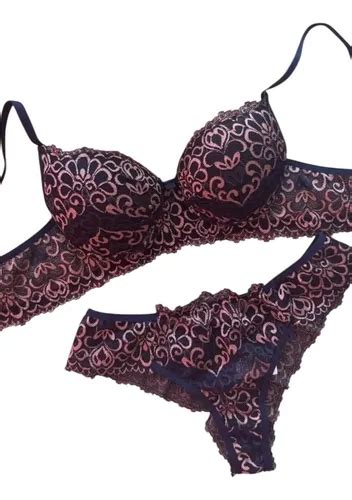 Conjunto Lingerie Renda Bordado Sexy Confortável Fio Duplo Parcelamento sem juros