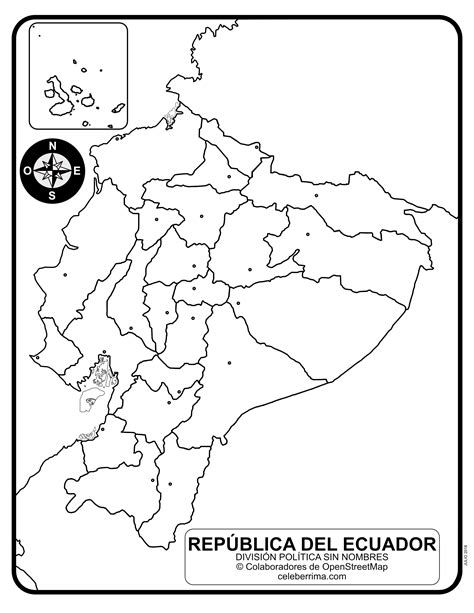 Mapa De Ecuador Con Nombres De Provincias Y Capitales Para Colorear