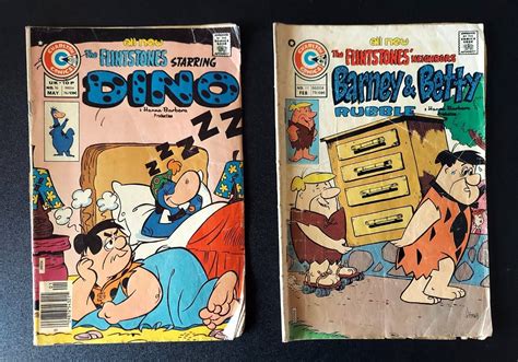 Charlton Comics Flintstones Barney Rubble Betty Dino 2 Comic Book Lot