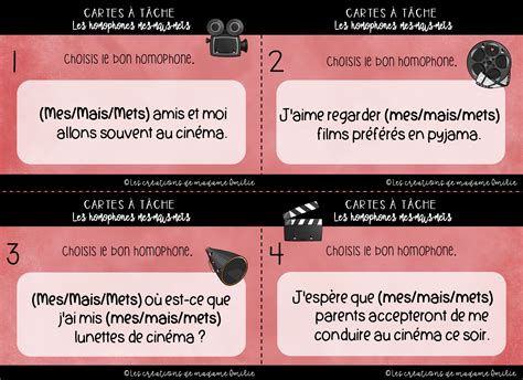 Cartes à tâche homophones mes mais mets