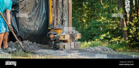 Close Up Of Well Drilling Rig Boring Dowin Into The Earth A Rotary