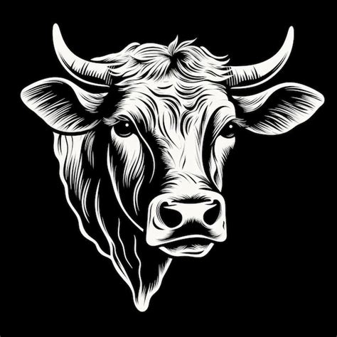 Premium Photo Black And White Cow Logo AI Generated Image