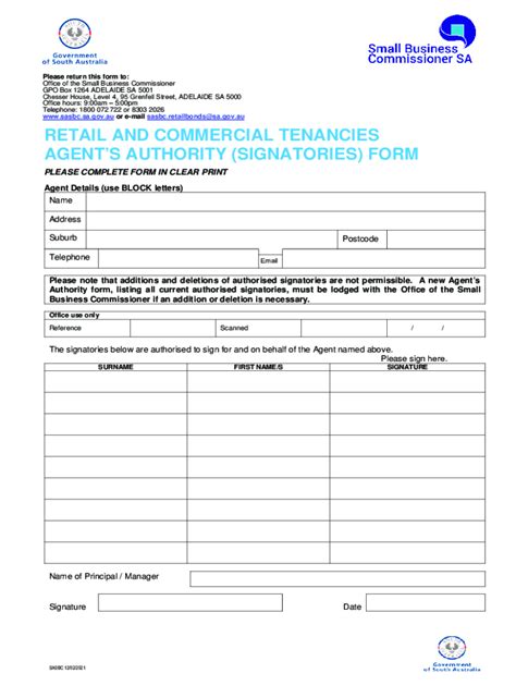 Fillable Online Agent S Authority Signatories Form Tenancies Form