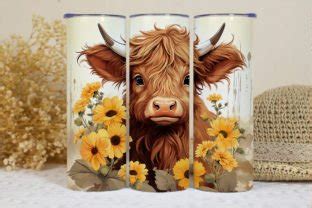 Highland Cow Oz Skinny Tumbler Wrap Graphic By Bonnydesign