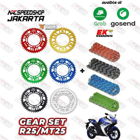 Jual Gear WR3 Yamaha R25 MT 25 Rantai Ek Chain 520 SRO BLUE Paket