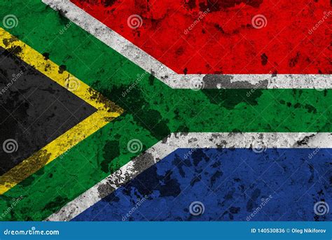 South Africa Flag on Old Wall Stock Illustration - Illustration of wall ...