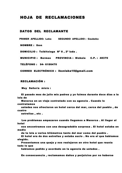 Hoja De Reclamaciones Ibon Pdf