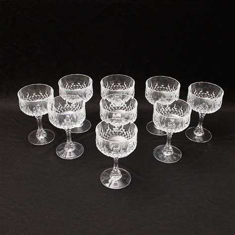 Set Of Longchamp Lead Crystal Stemmed Champagne Glasses Ebth