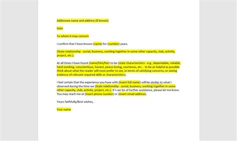 Character Reference Letter Template, Character Reference Letter ...