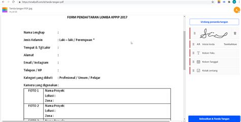 Isi dan Tanda Tangan Formulir PDF | Smallpdf