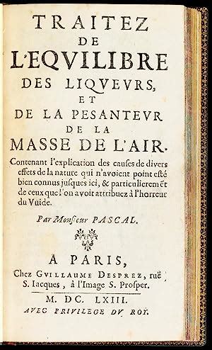 Traite De L Equilibre Des Liqueurs Et De La Pesanteur De La Masse De L