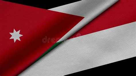 3D Rendering Of Two Flags From Hashemite Kingdom Of Jordan And Republic