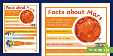 Facts About Mars For Kids (l'insegnante ha fatto) - Twinkl