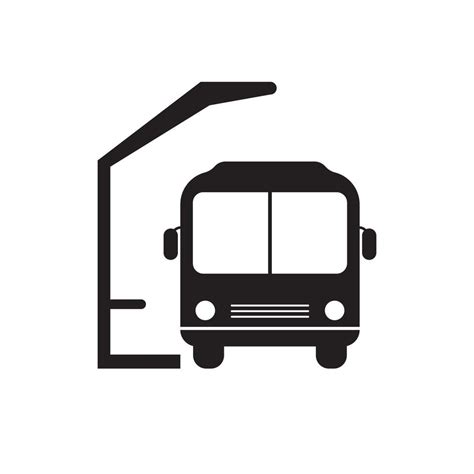 Bus Station Icon With Black And White Design On Isolated Background