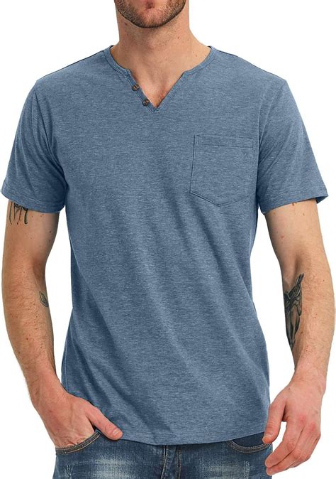 NITAGUT Men S Casual Slim Fit Short Sleeve Pocket T Shirts Cotton V