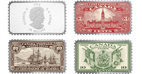 Canada: Canadian stamp-shaped coins highlight historic designs seen on ...