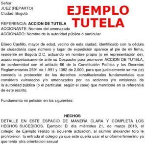 Ejemplos Cortos De Accion De Tutela