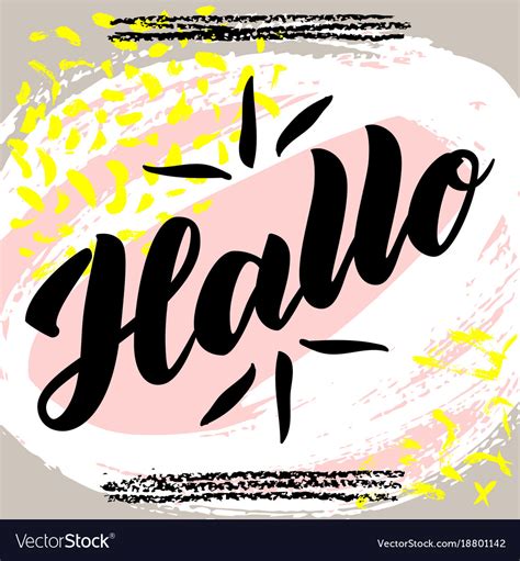 Hallo word hello good day in german fashionable Vector Image