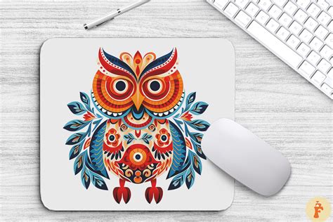 Beautiful Folk Art Owl Mouse Pad Design Graphic By Foxmia Creative