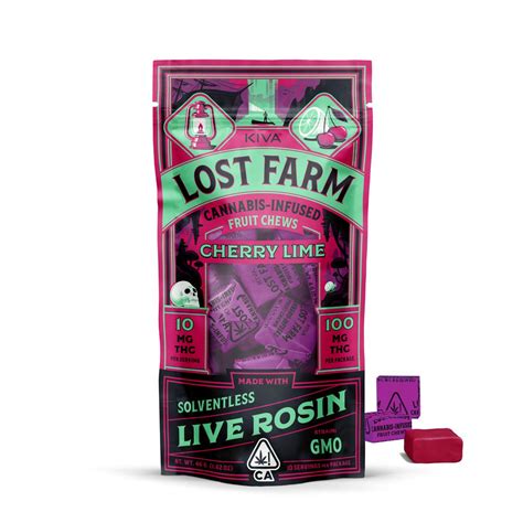 Lost Farm Mg Pk Cherry Lime X Gmo Live Rosin Chews Kiva Confections