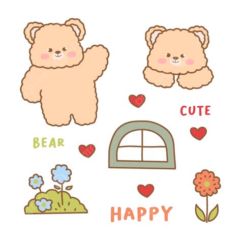 Adesivos Kawaii De Urso Coreano Vetor Png Urso Coreano Adesivo