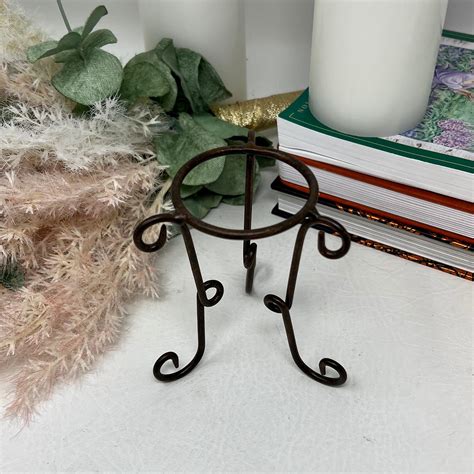 Brown Metal Sphere Holder With Curls Globe Stand Egg Stand