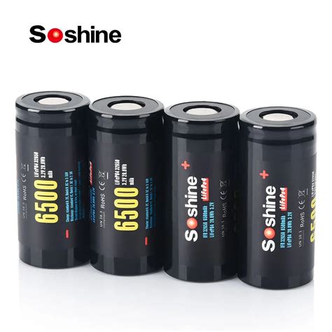 Soshine 32650 Lifepo4 Battery 3 2v 6500mah Rechargeable Battery 2000 Discharge Cycle 100