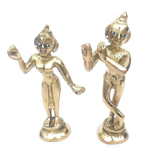 Buy Chircrafts Brass Pital Radha Krishna Yugal Jodi Murti Idol Standing