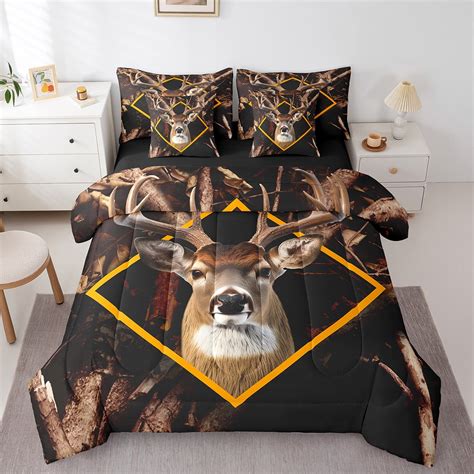 Yst Piece Rustic Deer Comforter Set Queen Tree Branches Camo Hunting