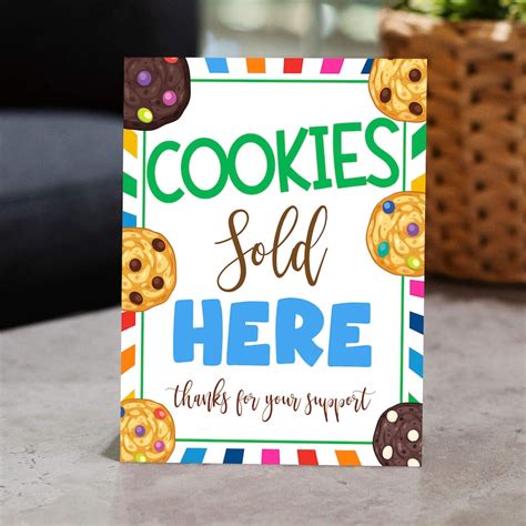 Cookies Sold Here Sign Printable Scout Cookie Booth Sign PDF Cookie