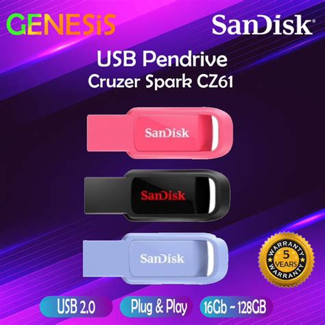 Usb 2 0 Pendrive Sandisk Cruzer Spark Cz61 Usb2 0 Flash Drive Black Blue Pink