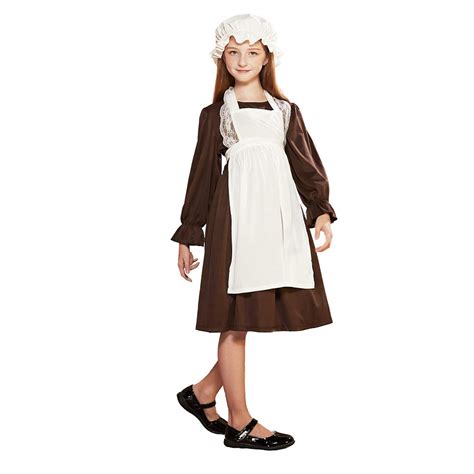 Buy Fantastcostumes Girls Pioneer Dress Colonial Girl Pilgrim Costume