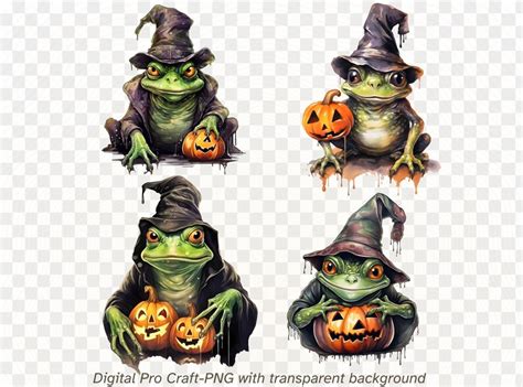 Retro Halloween Frog Clipart High Quality Etsy